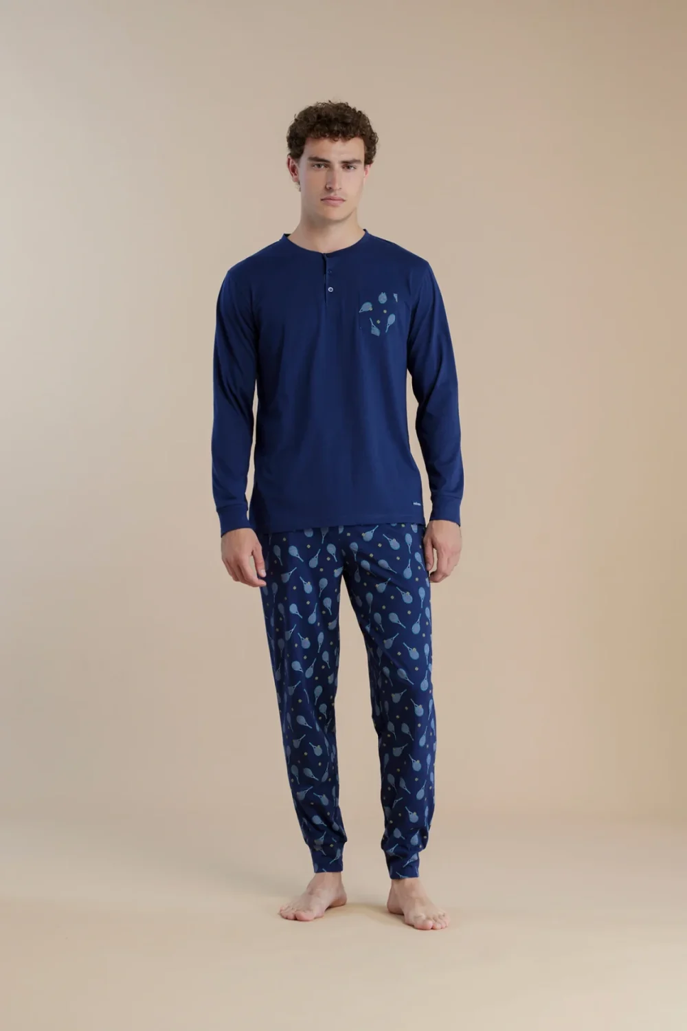noidìnotte Pigiama uomo in cotone con top manica lunga e pantalone lungo articolo club