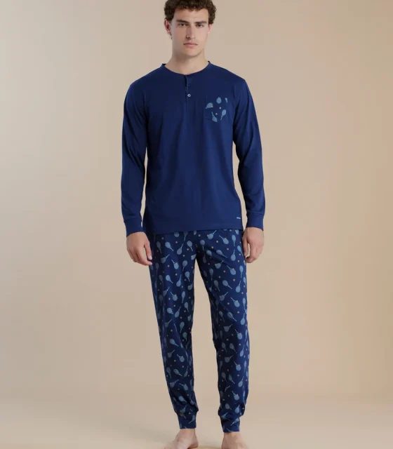 noidìnotte Pigiama uomo in cotone con top manica lunga e pantalone lungo articolo club