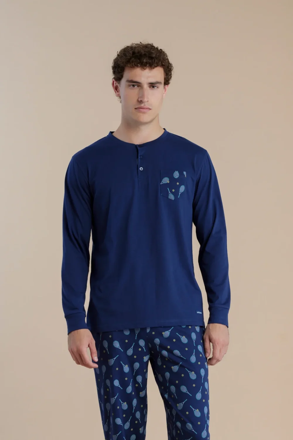 noidìnotte Pigiama uomo in cotone con top manica lunga e pantalone lungo articolo club