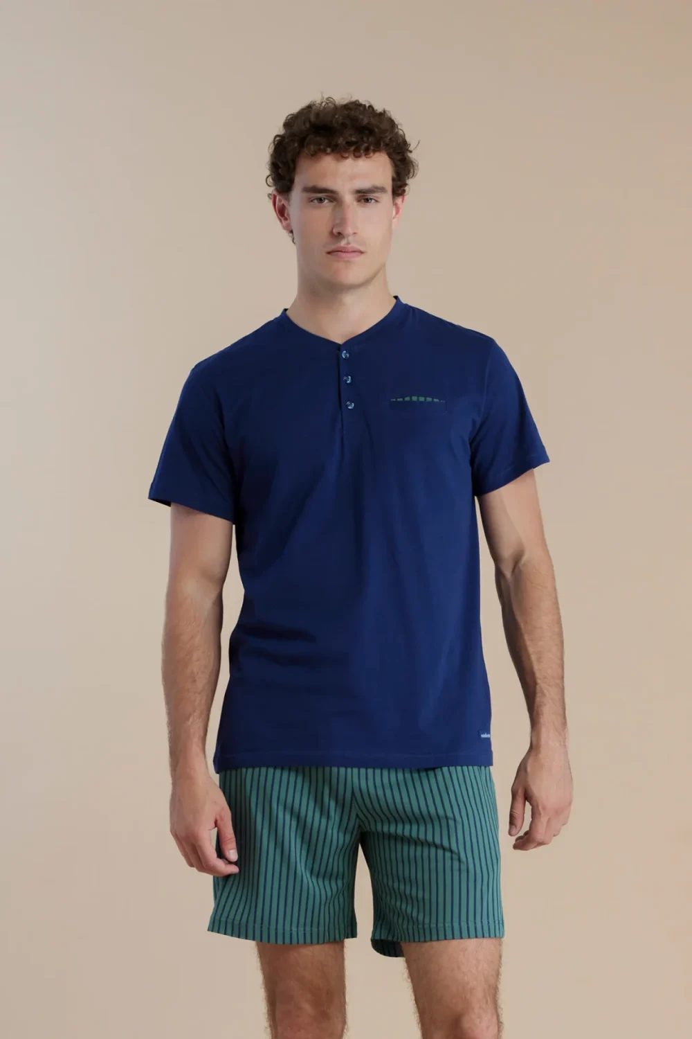 noidìnotte Pigiama uomo in cotone con top manica corta e pantalone corto articolo easy