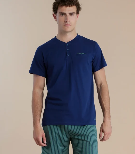noidìnotte Pigiama uomo in cotone con top manica corta e pantalone corto articolo easy
