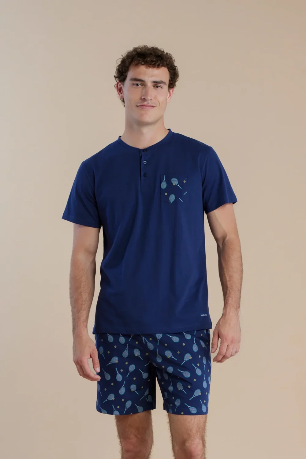 noidìnotte Pigiama uomo in cotone con top manica corta e pantalone corto articolo club