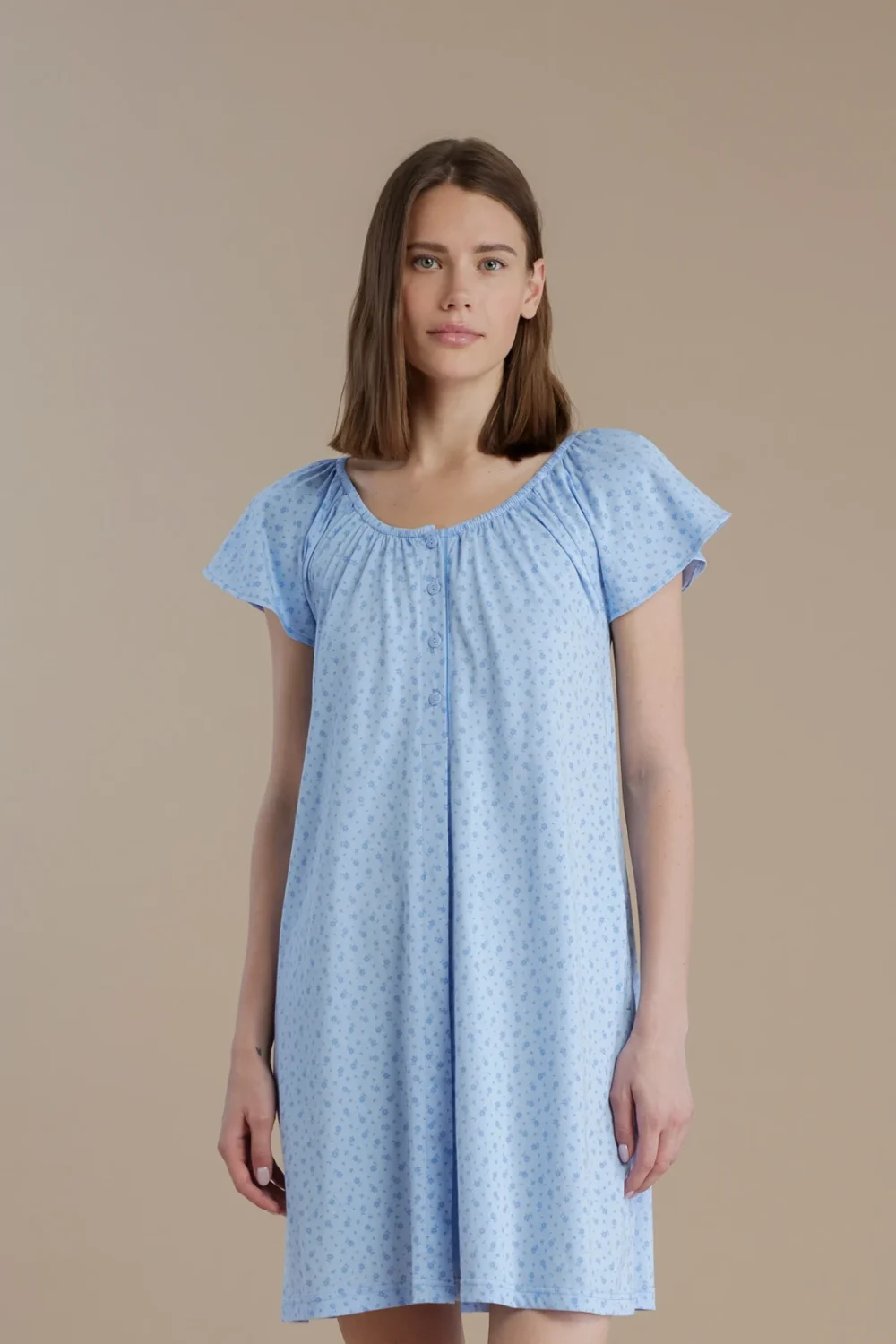 noidìnotte Camicia da notte donna in cotone con manica corta e apertura sul davanti articolo little flower