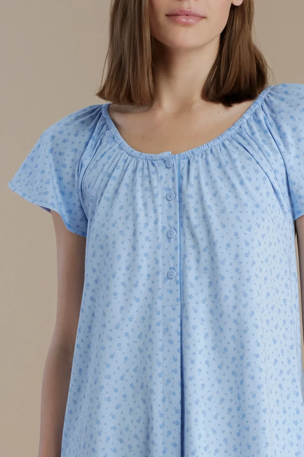 noidìnotte Camicia da notte donna in cotone con manica corta e apertura sul davanti articolo little flower