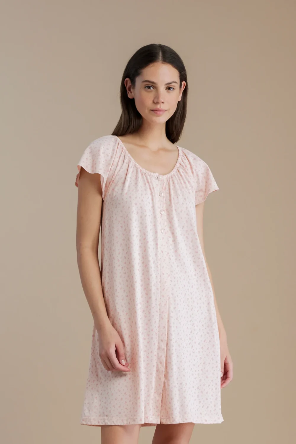 noidìnotte Camicia da notte donna in cotone con manica corta e apertura sul davanti articolo little flower