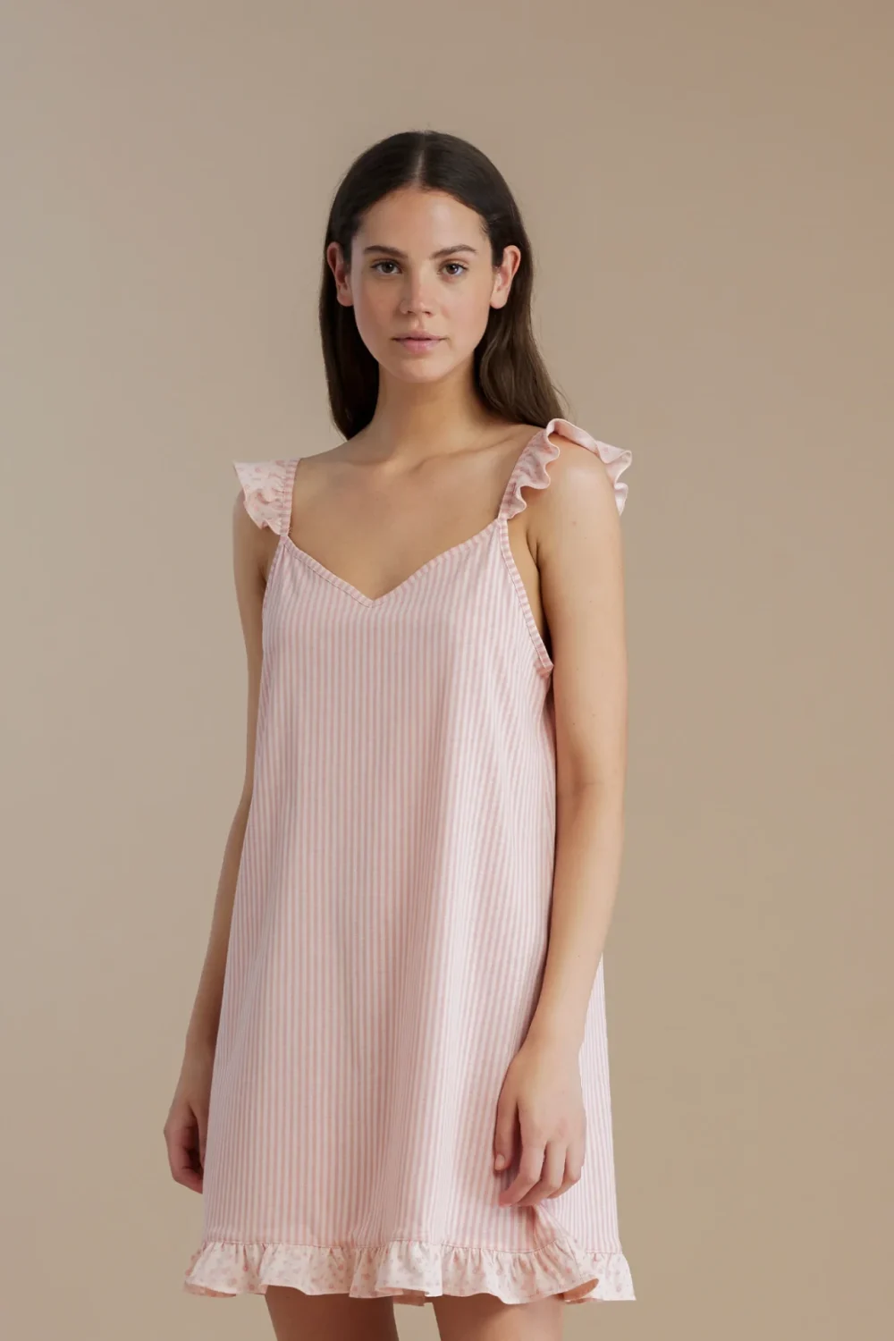 noidìnotte Camicia da notte donna in cotone bretellina little flower