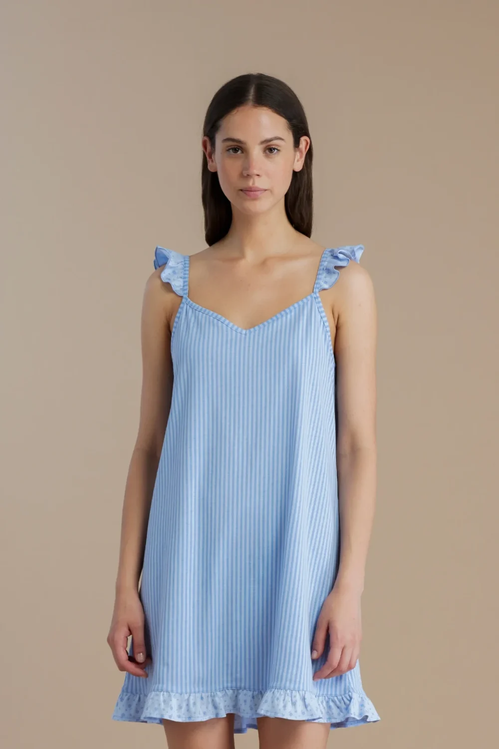 noidìnotte Camicia da notte donna in cotone bretellina little flower