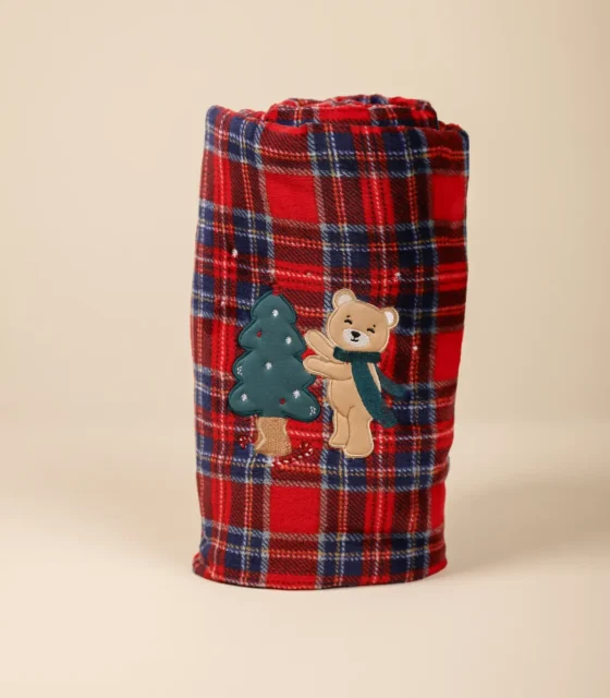 Plaid con applicazione e ricamo 130x160cm articolo orso