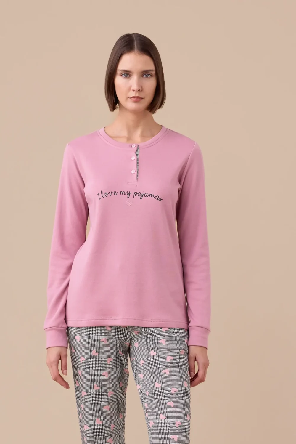 Pigiama donna caldo cotone felpato articolo heart