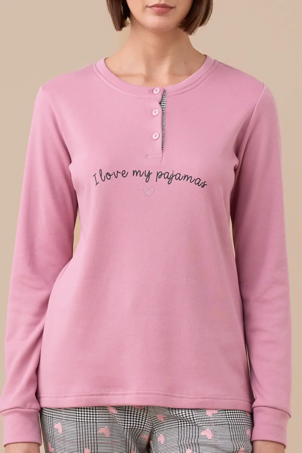 Pigiama donna caldo cotone felpato articolo heart