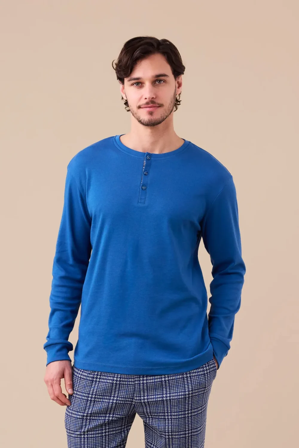 Pigiama uomo caldo cotone articolo galles.