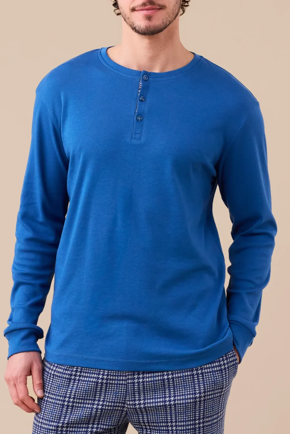 Pigiama uomo caldo cotone articolo galles.