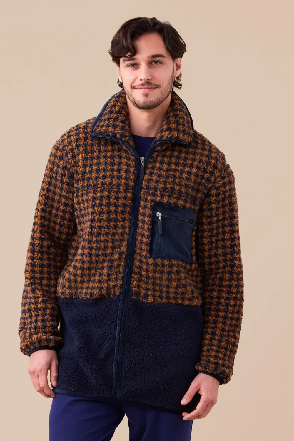 Giacca uomo eco-pelliccia articolo pied-de-poule