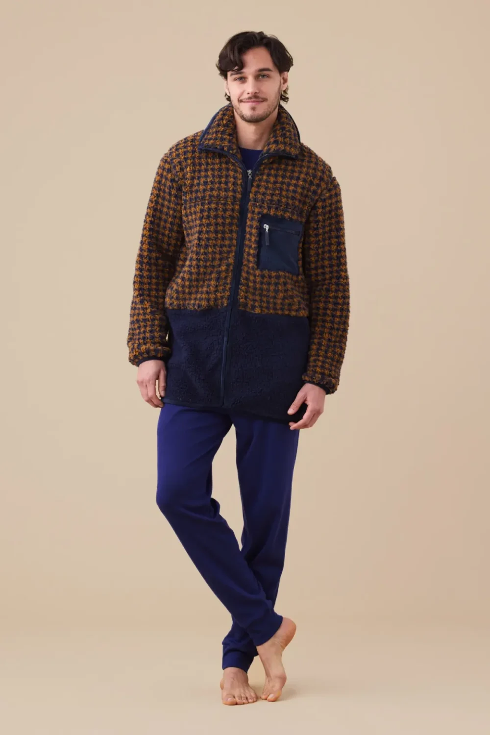 Giacca uomo eco-pelliccia articolo pied-de-poule