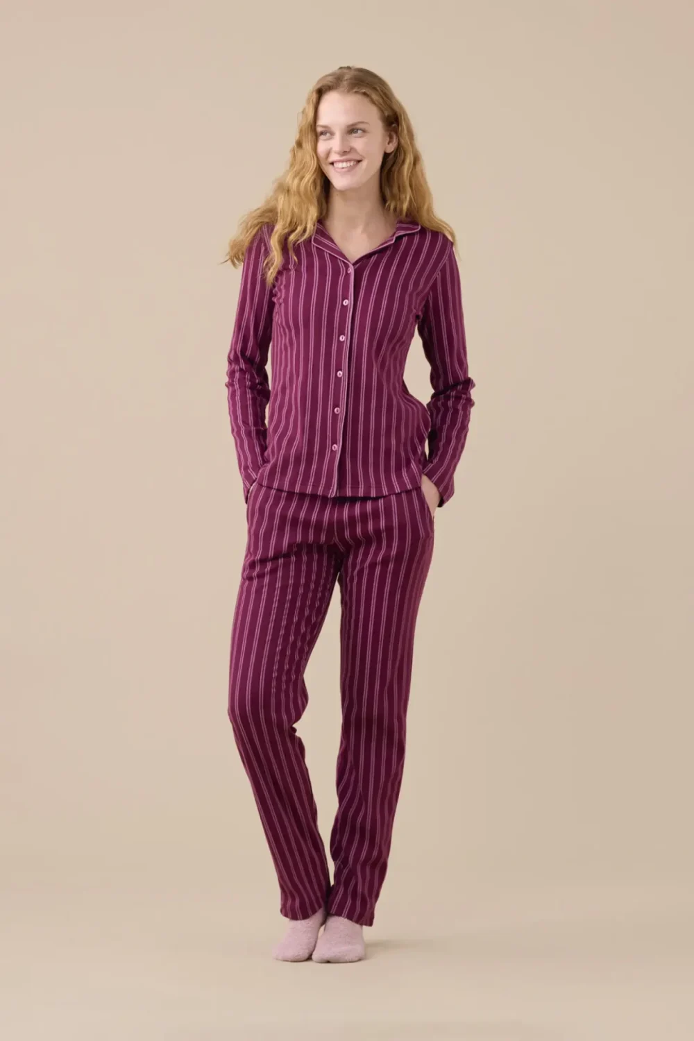 Pigiama donna caldo cotone articolo rigato