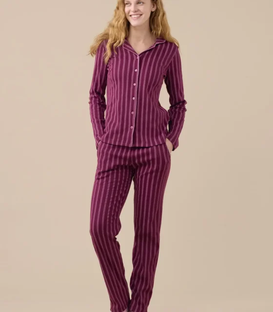 Pigiama donna caldo cotone articolo rigato