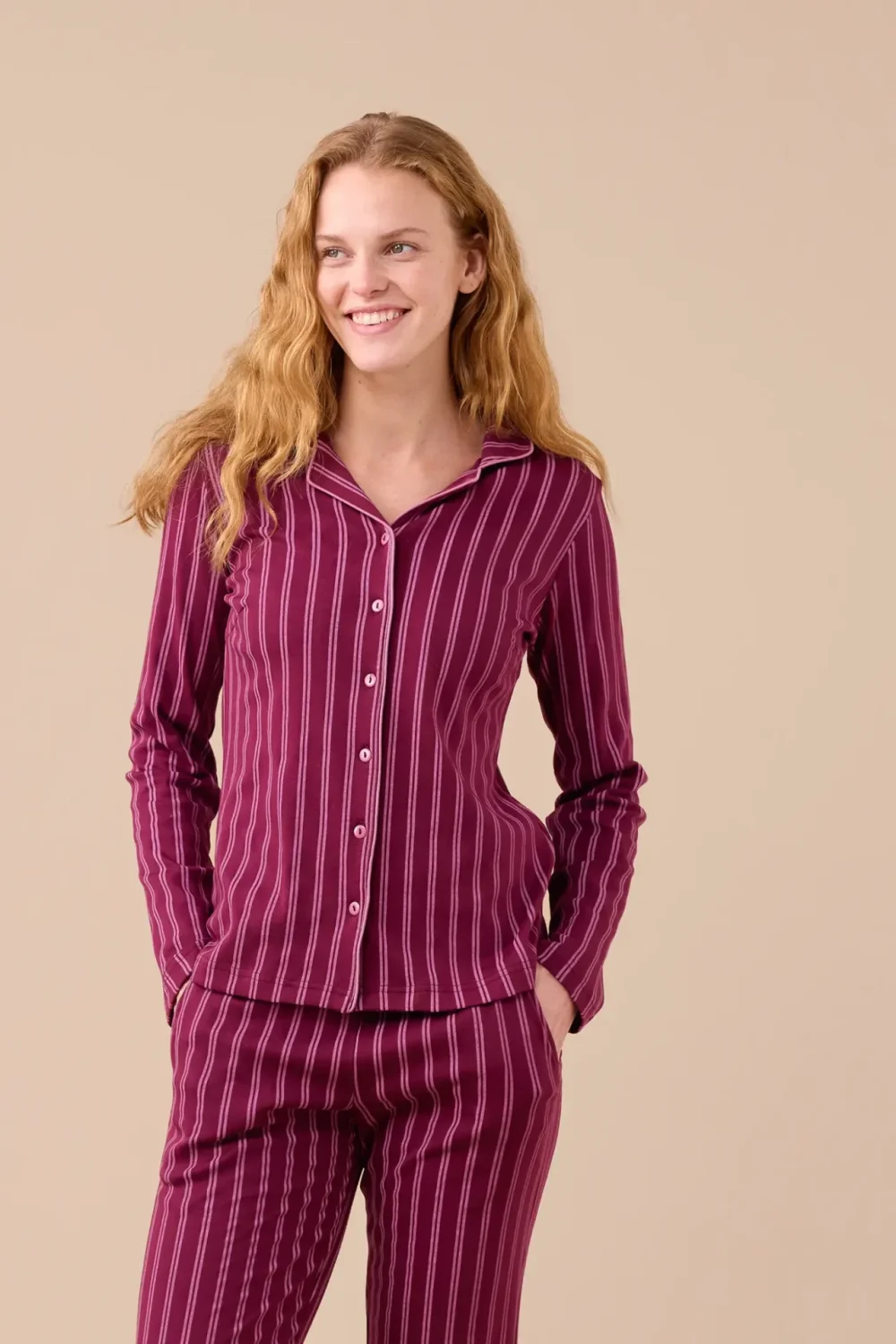 Pigiama donna caldo cotone articolo rigato